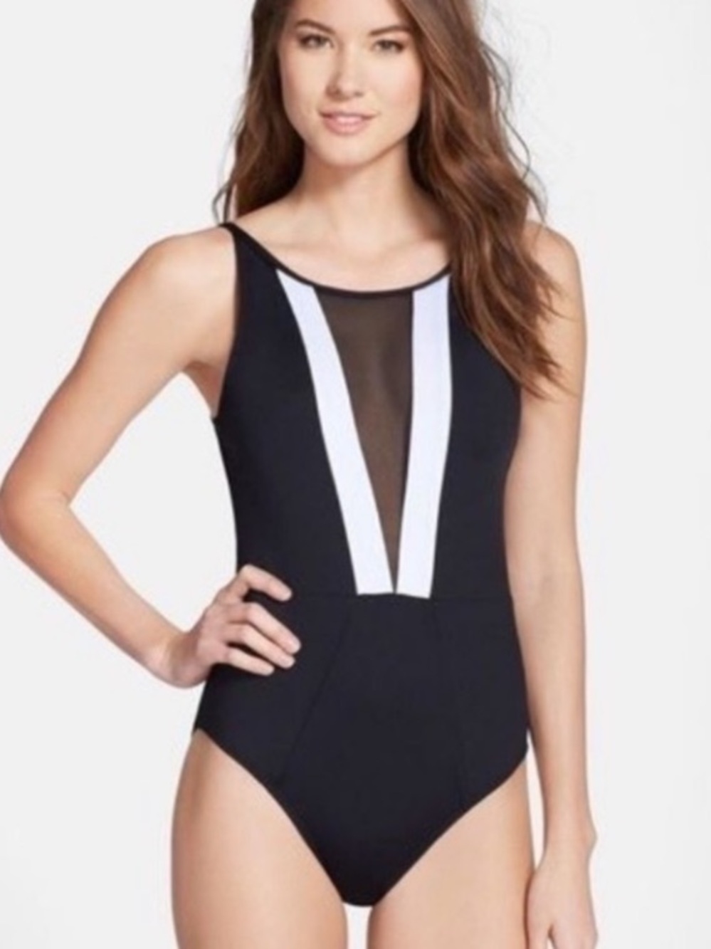 La Blanca Mesh Inlay One Piece Swimsuit Size 10
